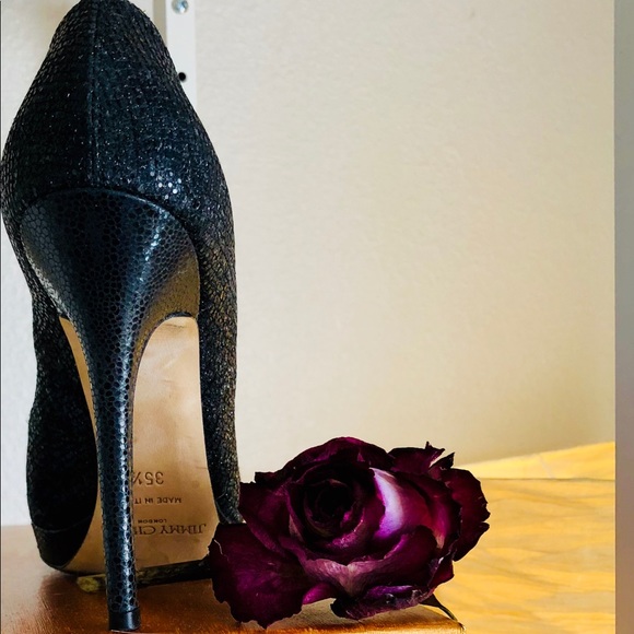 Jimmy Choo gorgeous sparkly black platform heels - Picture 5 of 9
